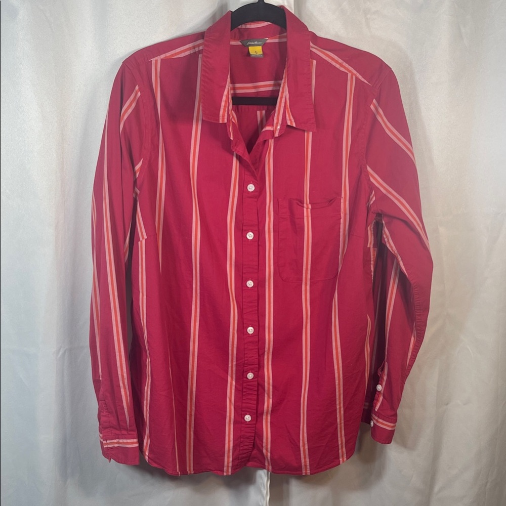 5. Pink Striped Button Down Women’s Shirt